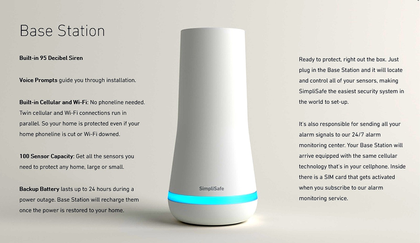 NEW ~ SimpliSafe BS3W Base Station Gen 3 Home Security Hub Wi-Fi + Cellular