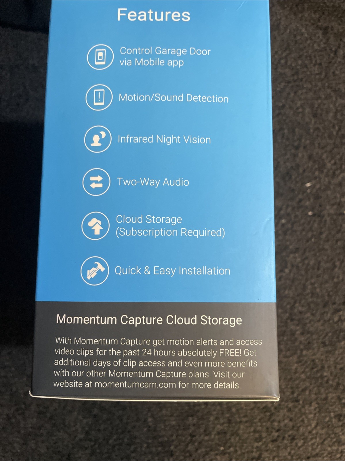 Momentum Niro WiFi Garage Door Controller With Built In Camera Sealed MOGA-001