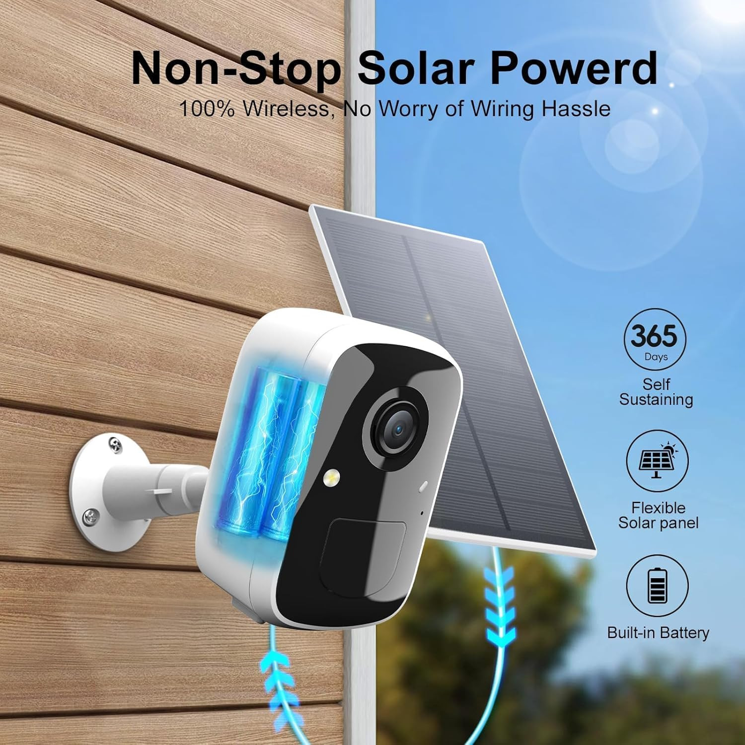Wireless Security Camera System with 7″ Touchscreen Monitor, 2PCS 4MP Wifi Solar