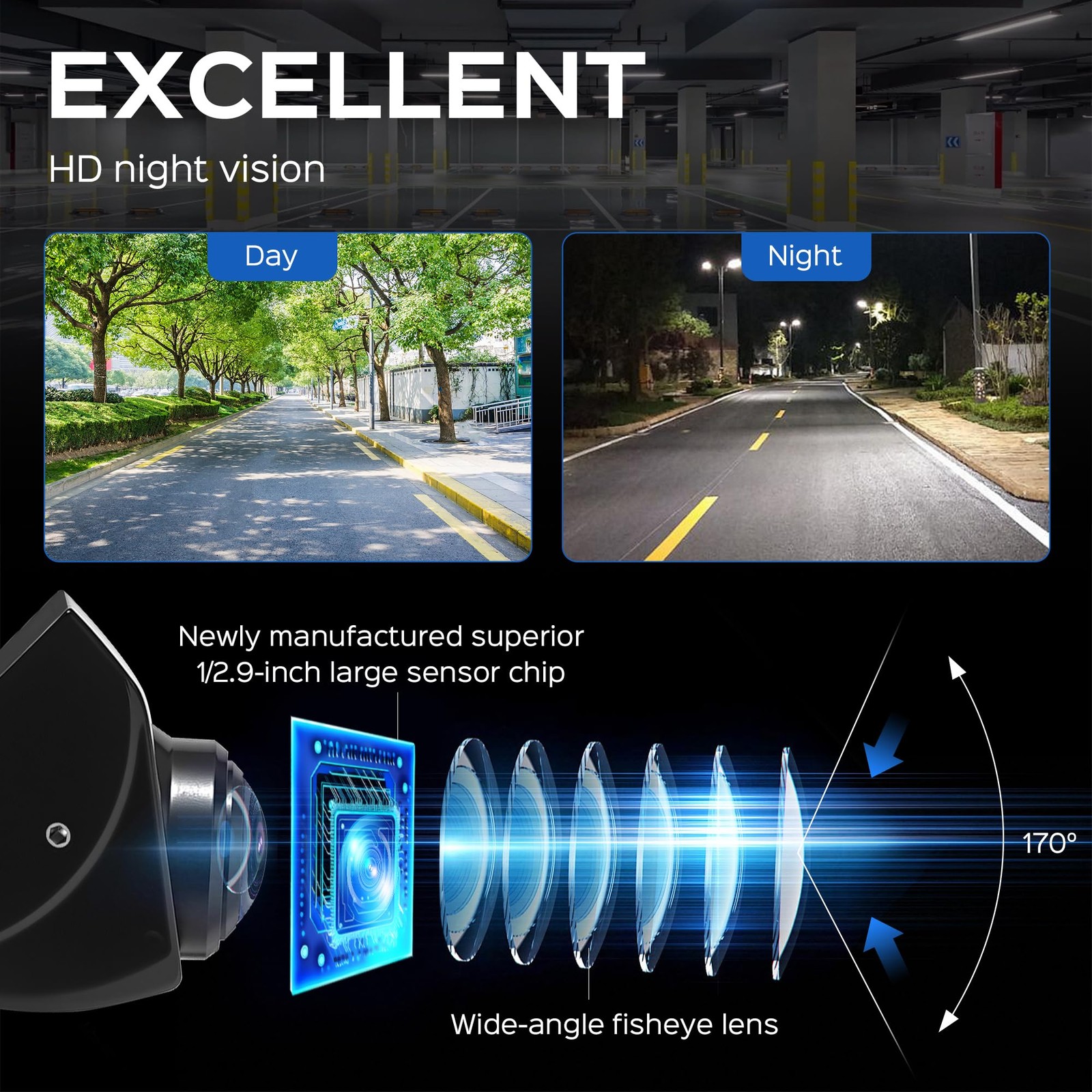 Backup Camera with Switchable Front View – 1080P Metal AHD, 170° Wide Silver