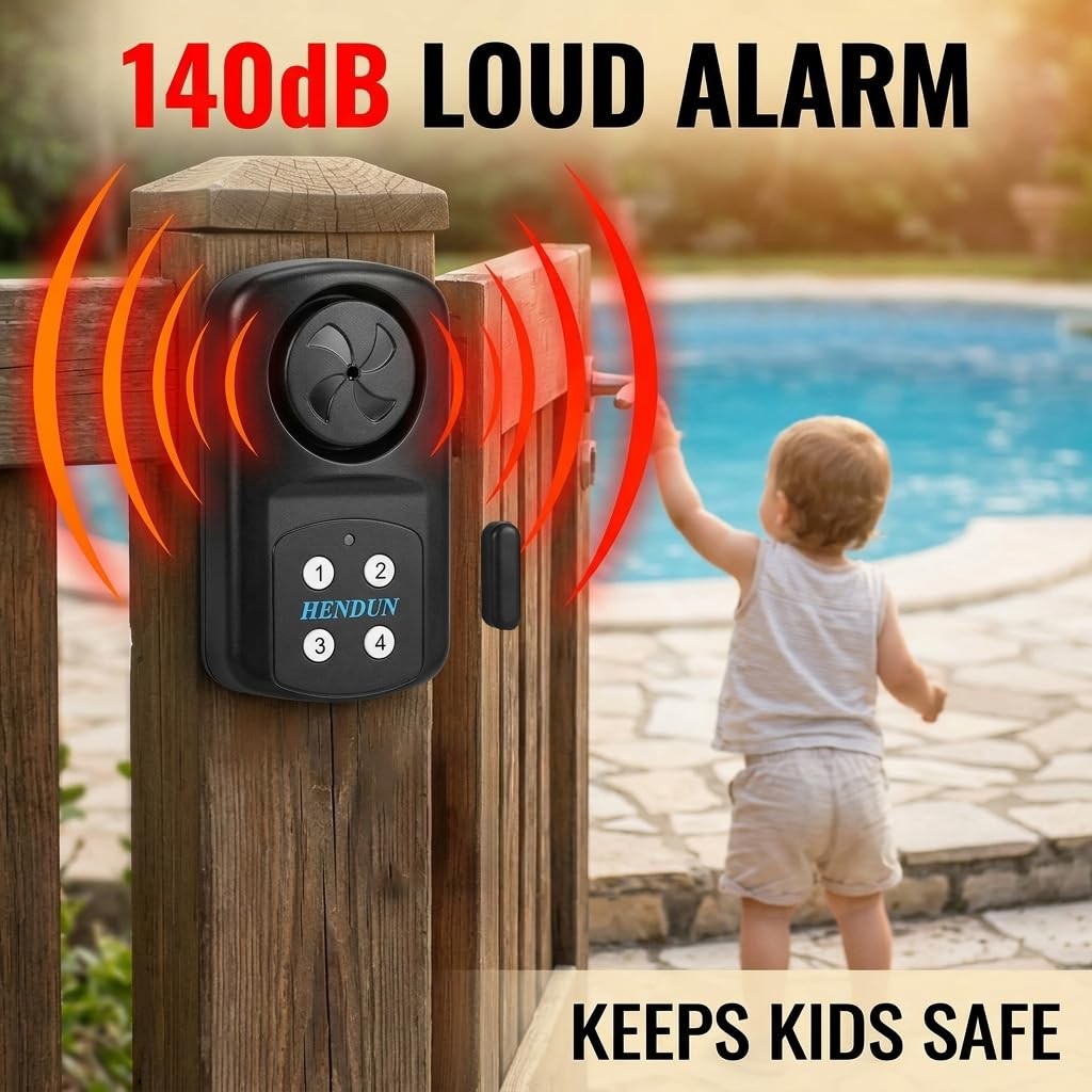 Waterproof Outdoor Door Alarm with Remote Keypad Inground Pool Safe IP67