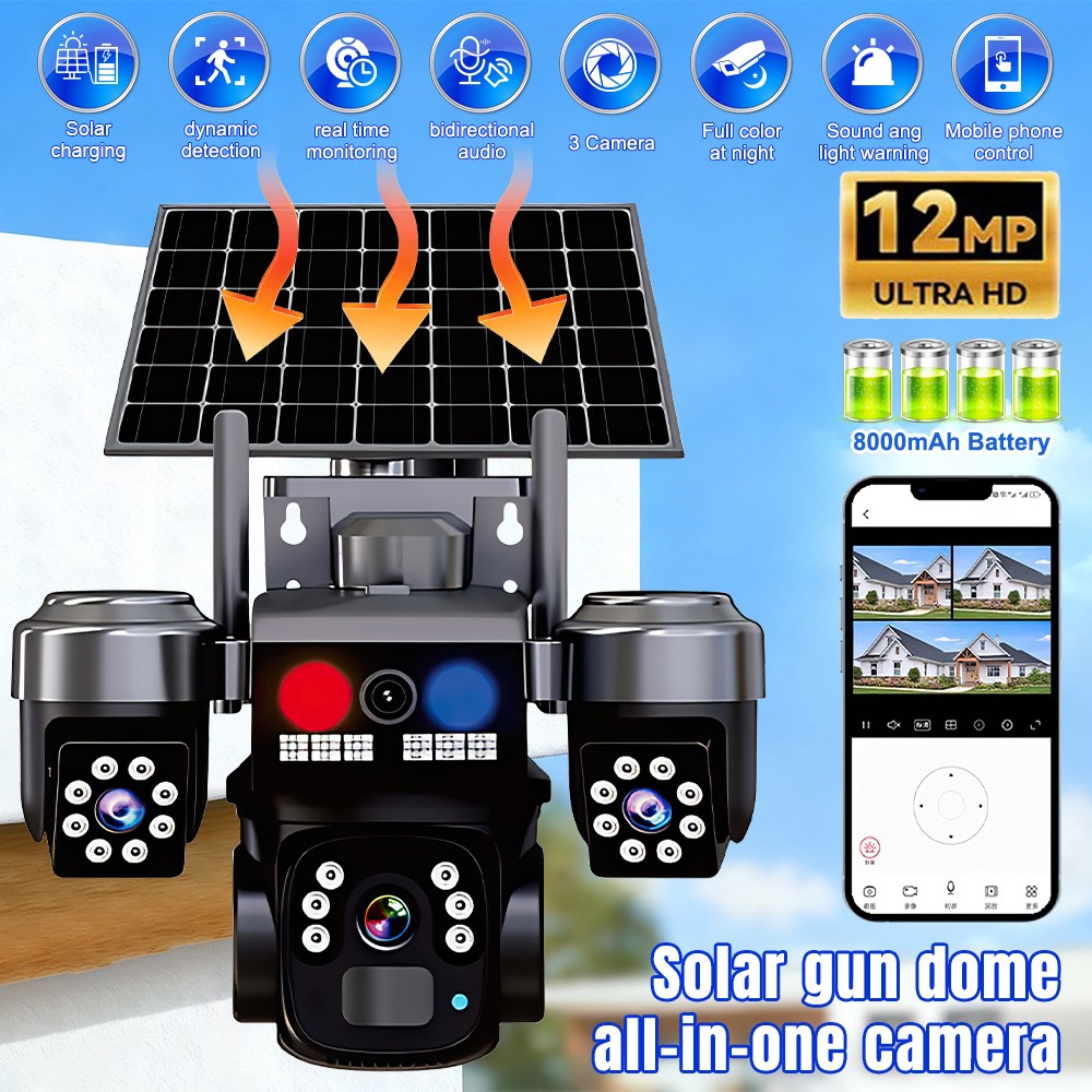 Camara De Seguridad Solar Inalambricas Para Exterior Con Vision Nocturna y Audio