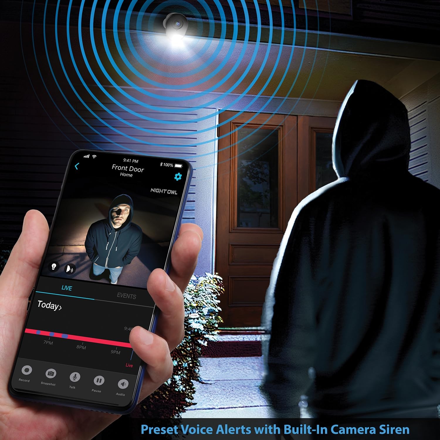 Plug-in Wireless 4K HD Indoor/Outdoor Deterrence Camera with 2-Way Audio (2 C…