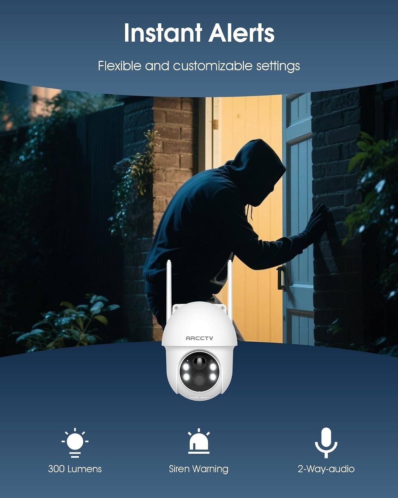 ARCCTV Solar Security Camera 4MP 2.5K HD Wireless Outdoor Night Vision