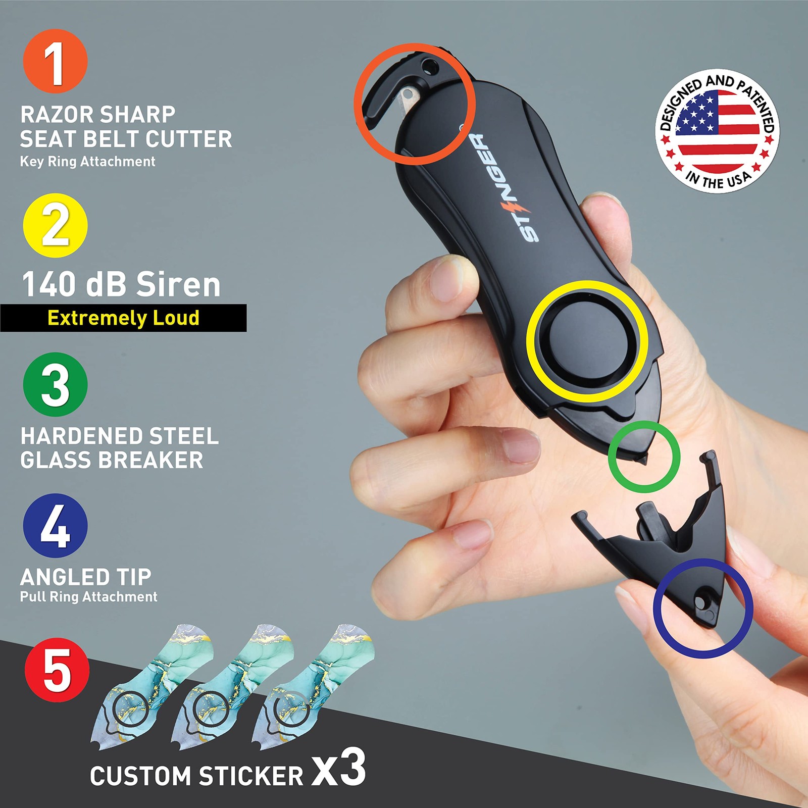 Personal Alarm Keychain Emergency Tool, Safety Panic Alarm Siren, Seat Belt C…