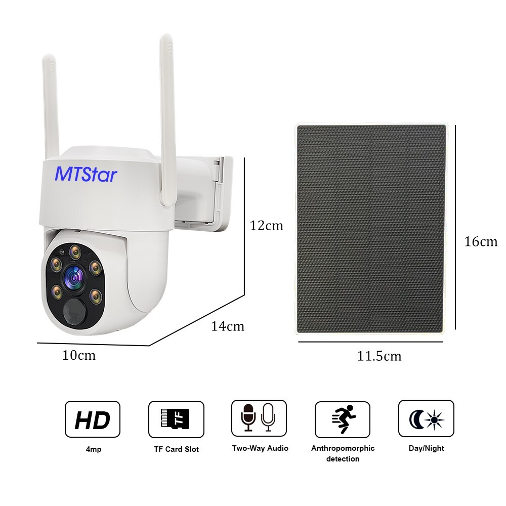 Solar Panel Wireless HD 4MP IP PRO Smart WiFi Camera Kit With 10-inch Monitor