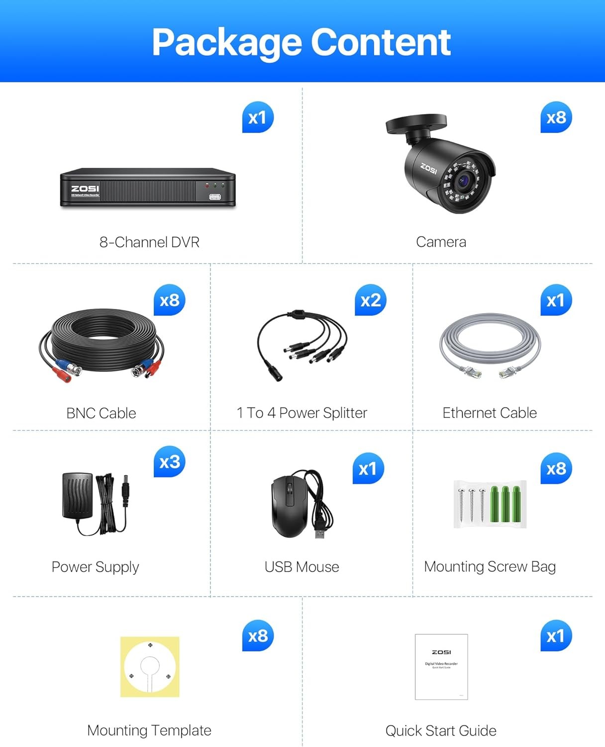 8 Camaras De Seguridad Wifi Exterior 1080P Inalambrica Con Vision Nocturna Video