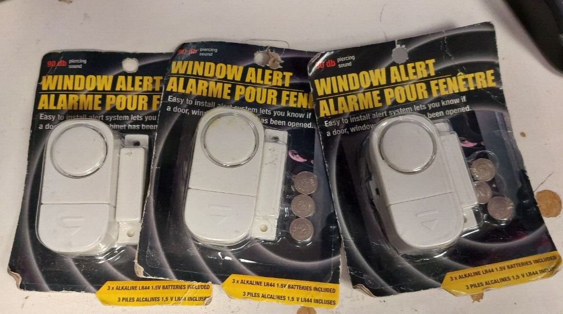 LOT OF 3 Wireless Window and Door Intruder Alert Alarm (90 db)