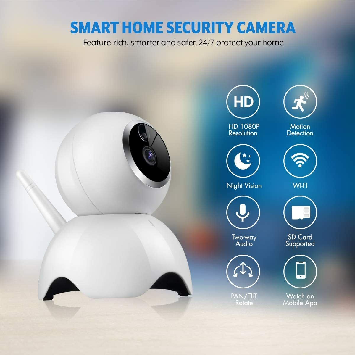 WiFi Wireless IP Camera 1080P FHD,2.4Ghz Wireless Home Security indoor Camera