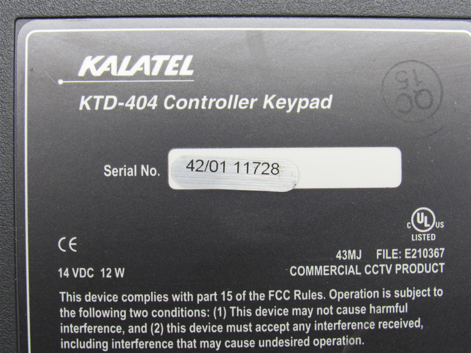 KALATEL KTD-404 SECURITY REMOTE CONTROL Keyboard