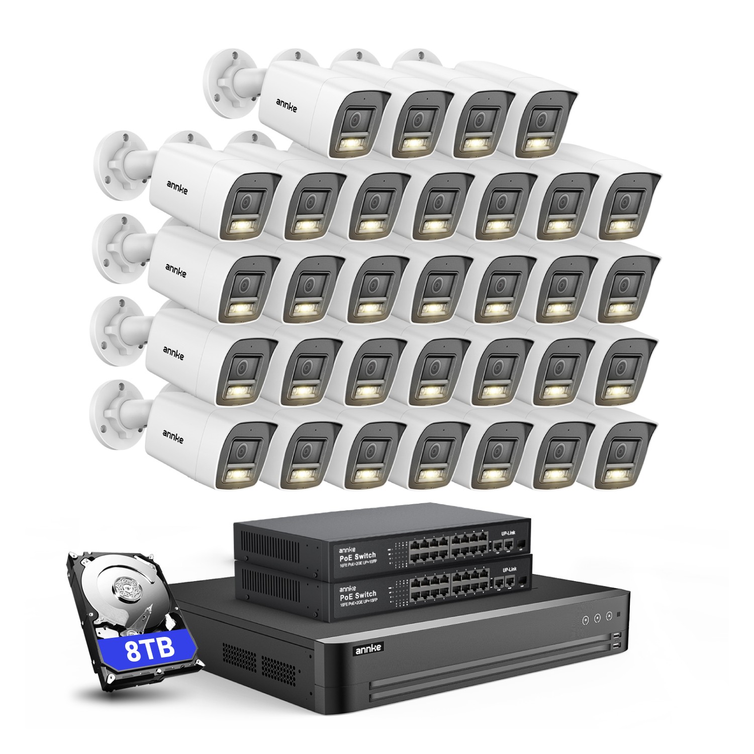 ANNKE 32CH 12MP NVR 4K 8MP Color POE Security Camera System Audio Recording CCTV