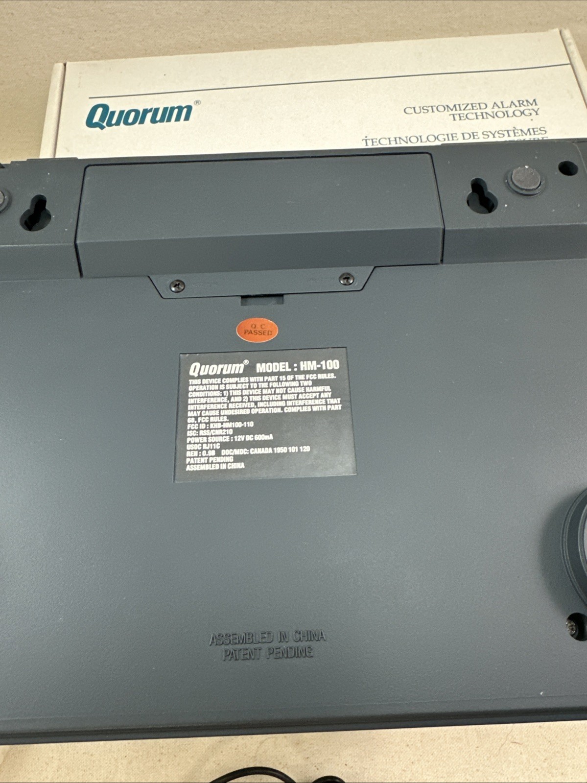 Quorum Home Master HM-100 Security System with remote , cassette , AC adapter