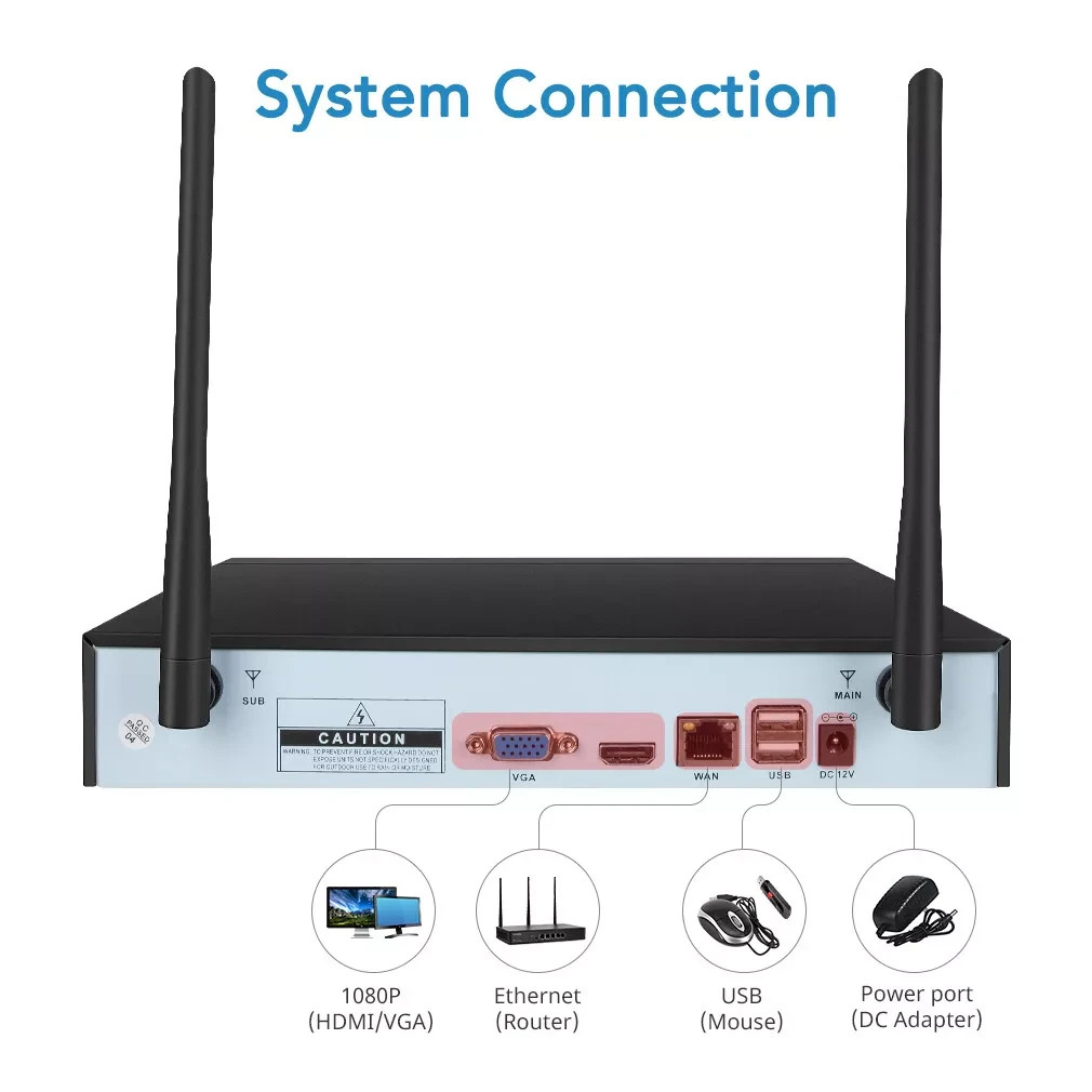 3MP Wireless Home IP Camera System Audio Home Outdoor CCTV 8CH WIFI NVR Kit