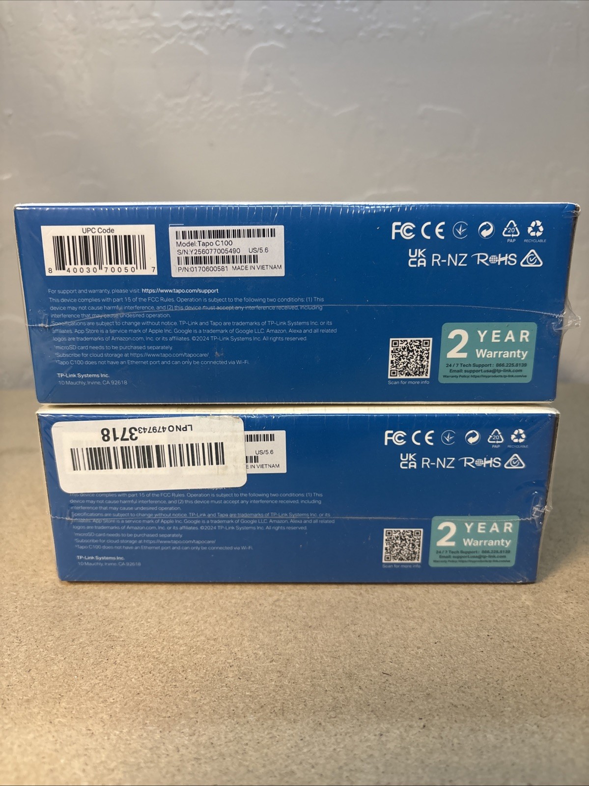 2x New TP-LINK Tapo 2k Indoor Security Wi-Fi Camera Tapo Night Vision Sealed