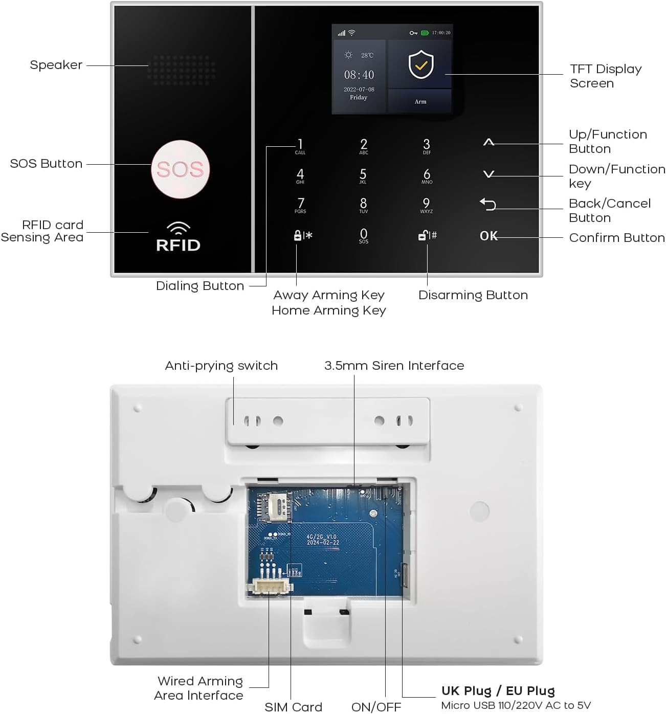 Wireless Home Security System, 4G/Gsm/Wi-Fi Smart Alarm Kit, Compatible with Ale