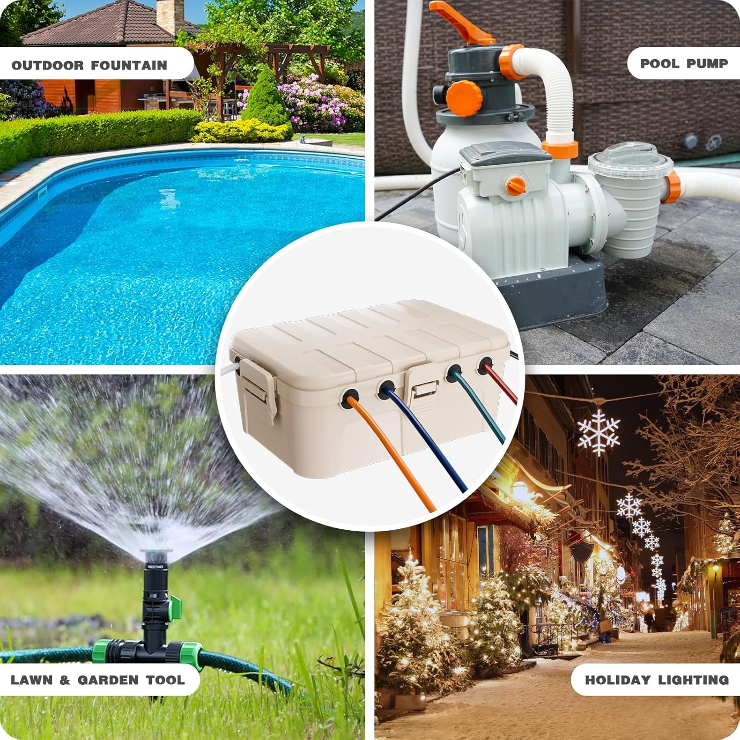Flemoon Outdoor Electrical Box Waterproof, IP54 Waterproof Extension Almond