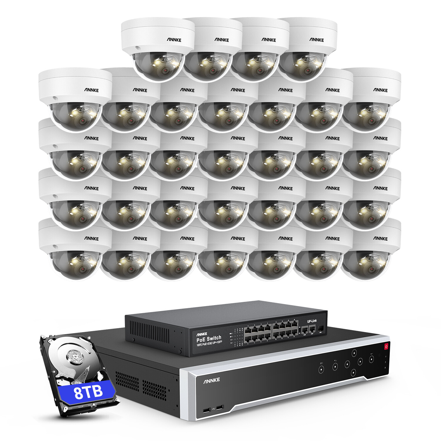 ANNKE 32CH NVR 12MP Audio POE Security Camera System Outdoor Color Night IP67 AI