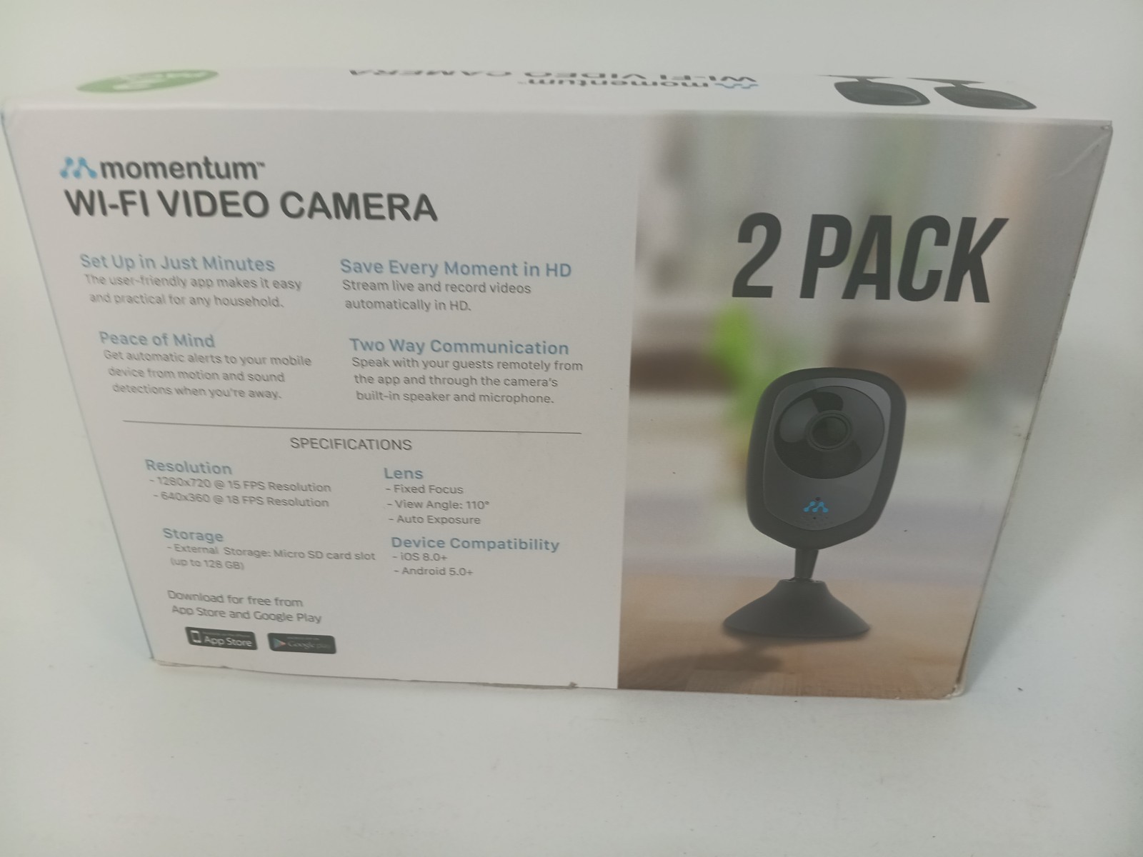 2X Momentum HD Wireless Indoor Home Security Camera with2-Way Audio Night Vision