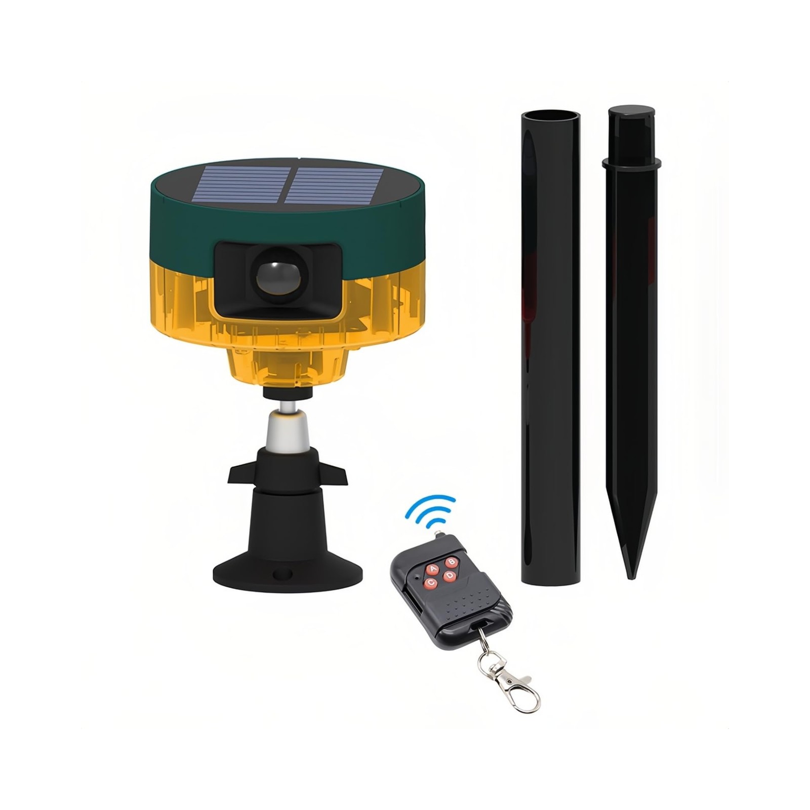 Solar Motion Sensor Alarm Outdoor 360°Motion Detector LED Flashing Strobe Lig…