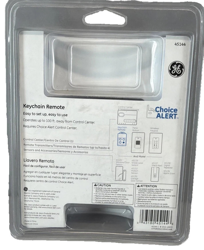 Wireless Alarm System Keychain Remote Home House GE Choice Alert Alarm New 45144