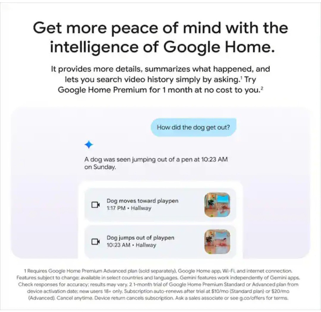 Google Nest Indoor Smart Security Camera (Wired, 3rd Gen) – Snow