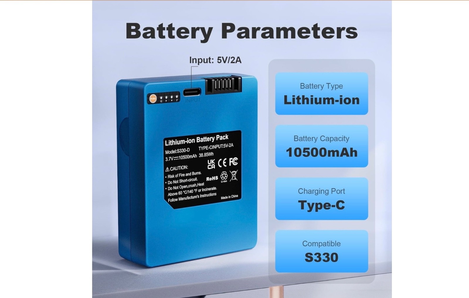Security Rechargeable Battery for S330 Video Smart Lock 3-in-1 and Smart Drop, 1