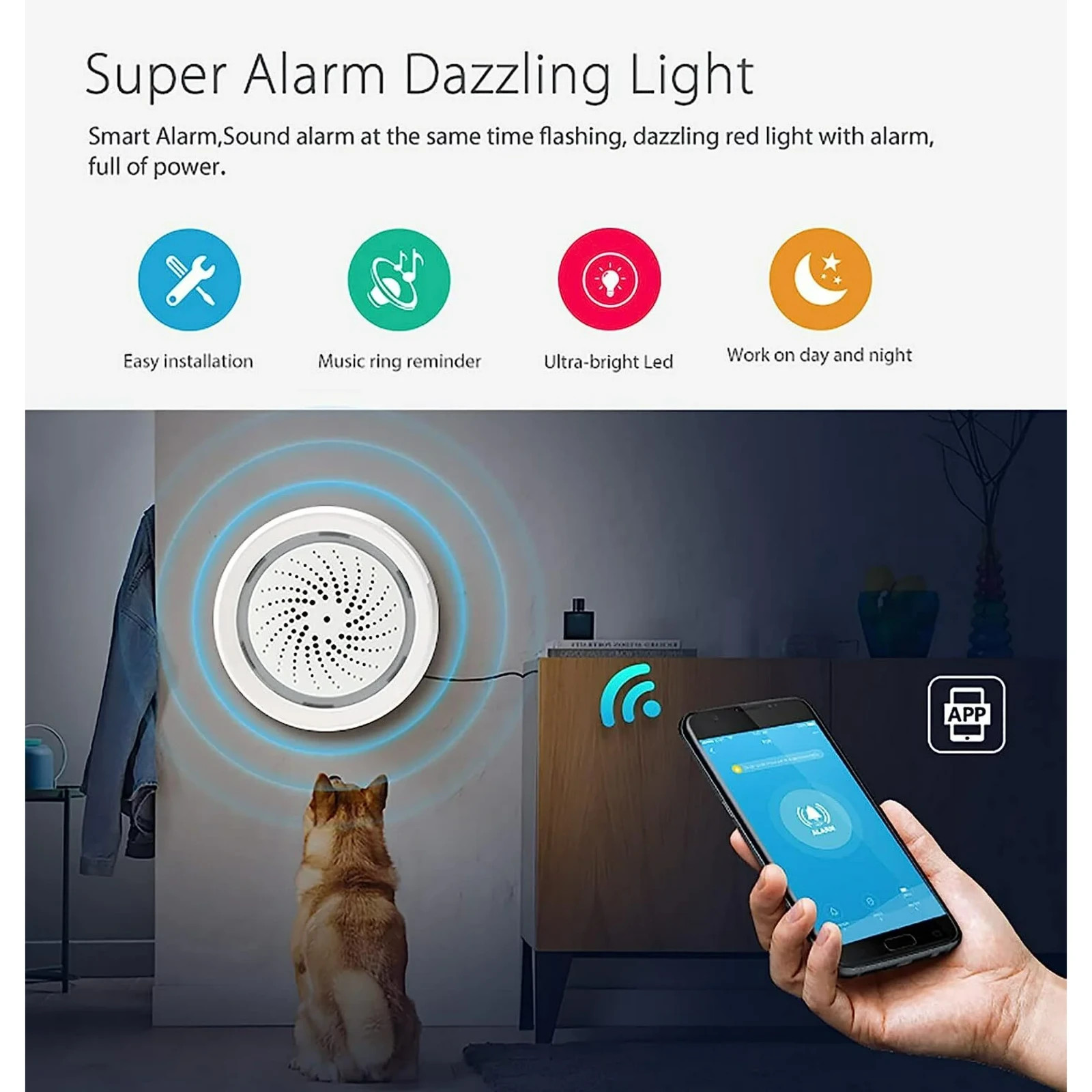 Smart Wi-Fi Siren Alarm: Wireless Alarm for Home Security, Burglar Alarm with So