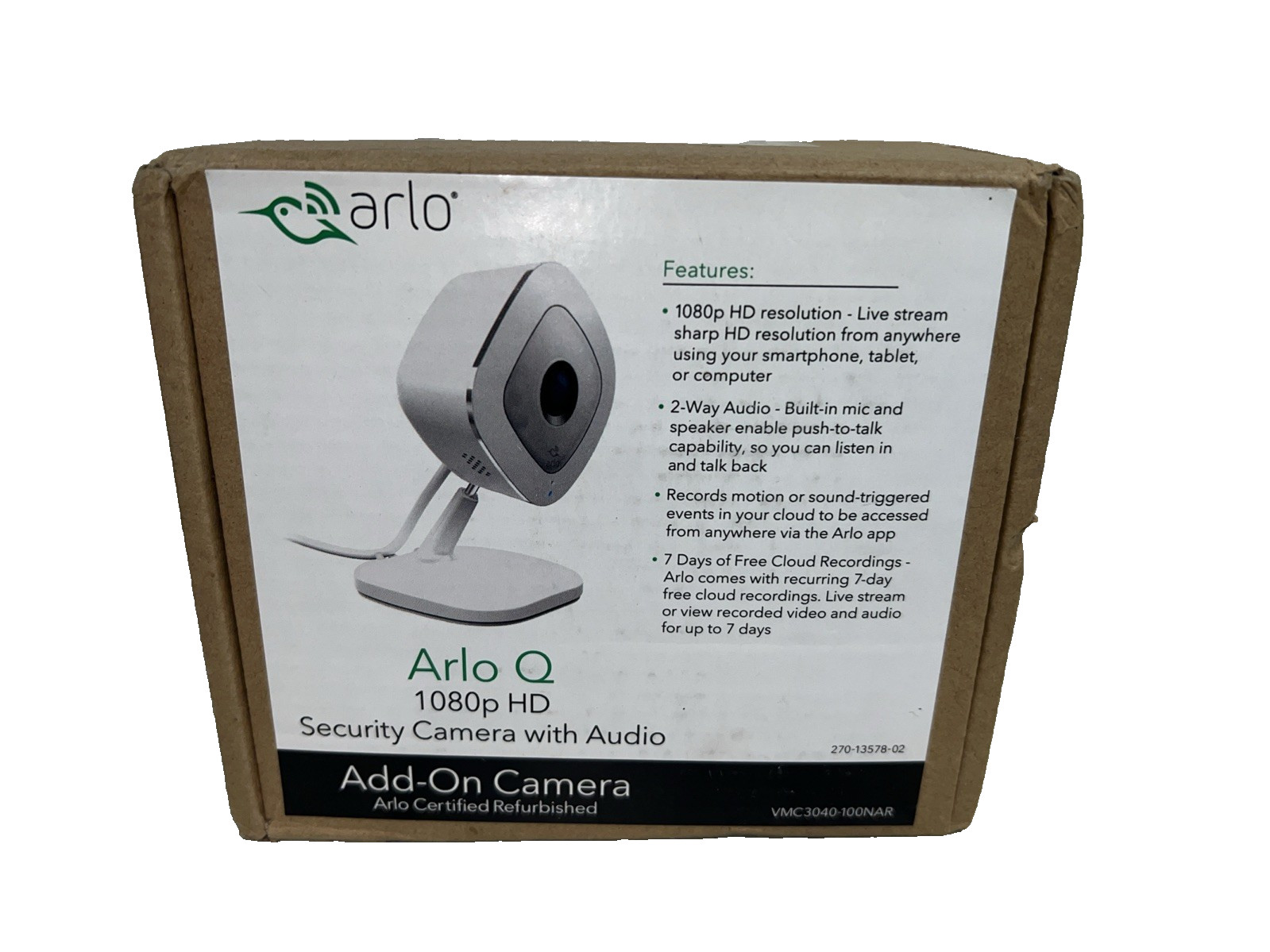 Arlo Q VMC3040 1080p HD Wireless Security Camera w/Speaker & Microphone – SEALED