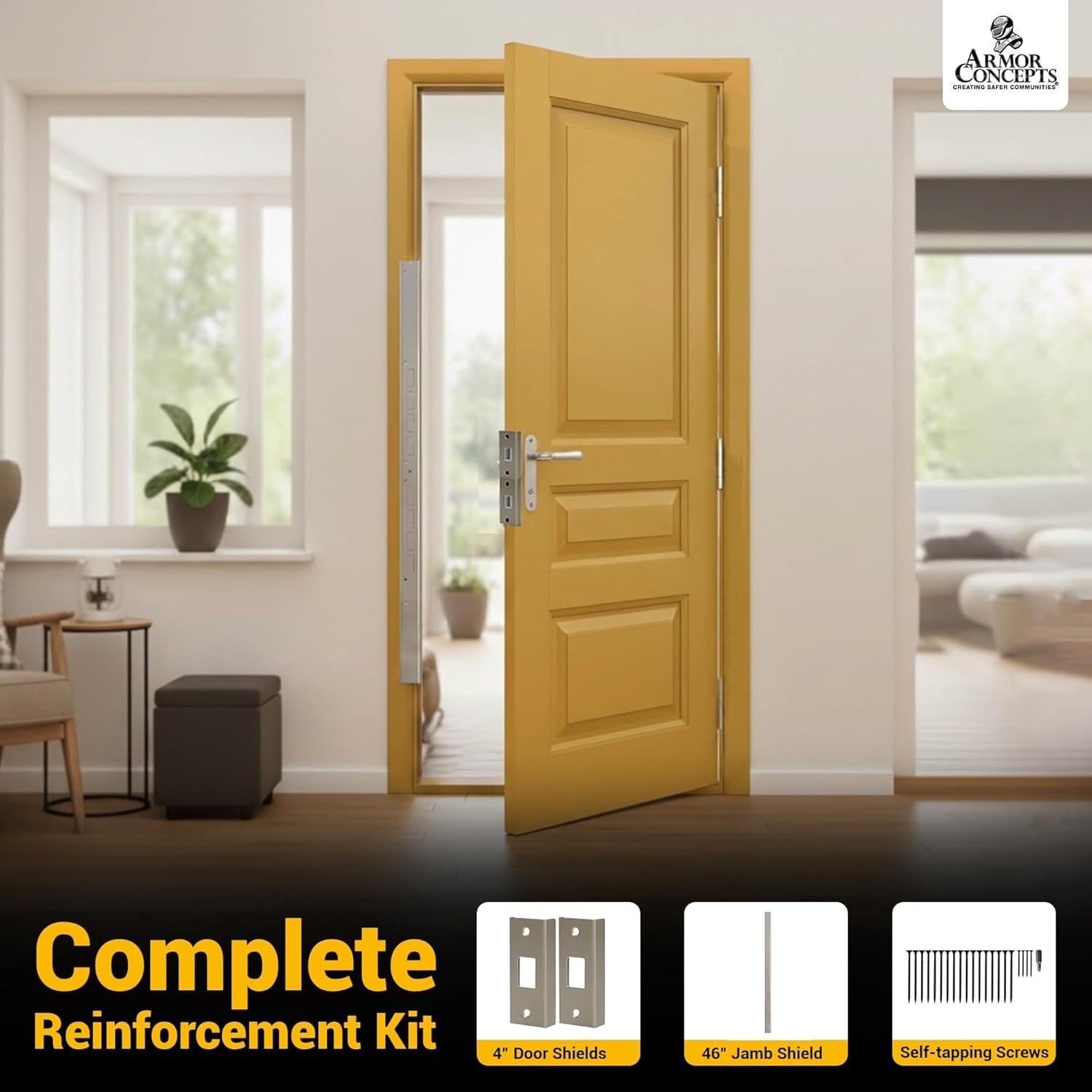Door Armor MINI 3-Pc Door Reinforcement Kit – Steel Anti-Kick-in Protection