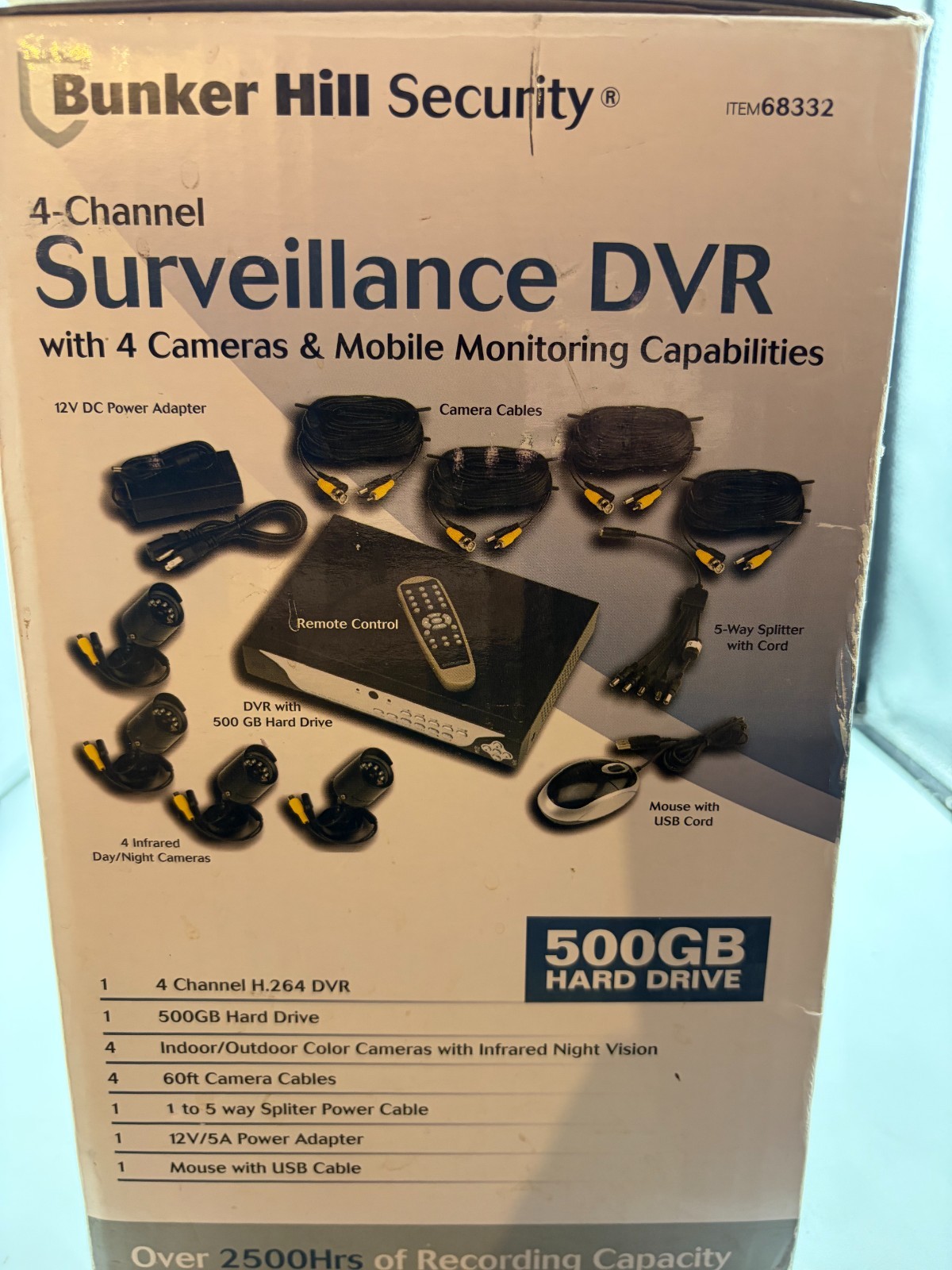 Bunker Hill 68332 Security System 500GB HD DVR 3 Cameras 4 Channel
