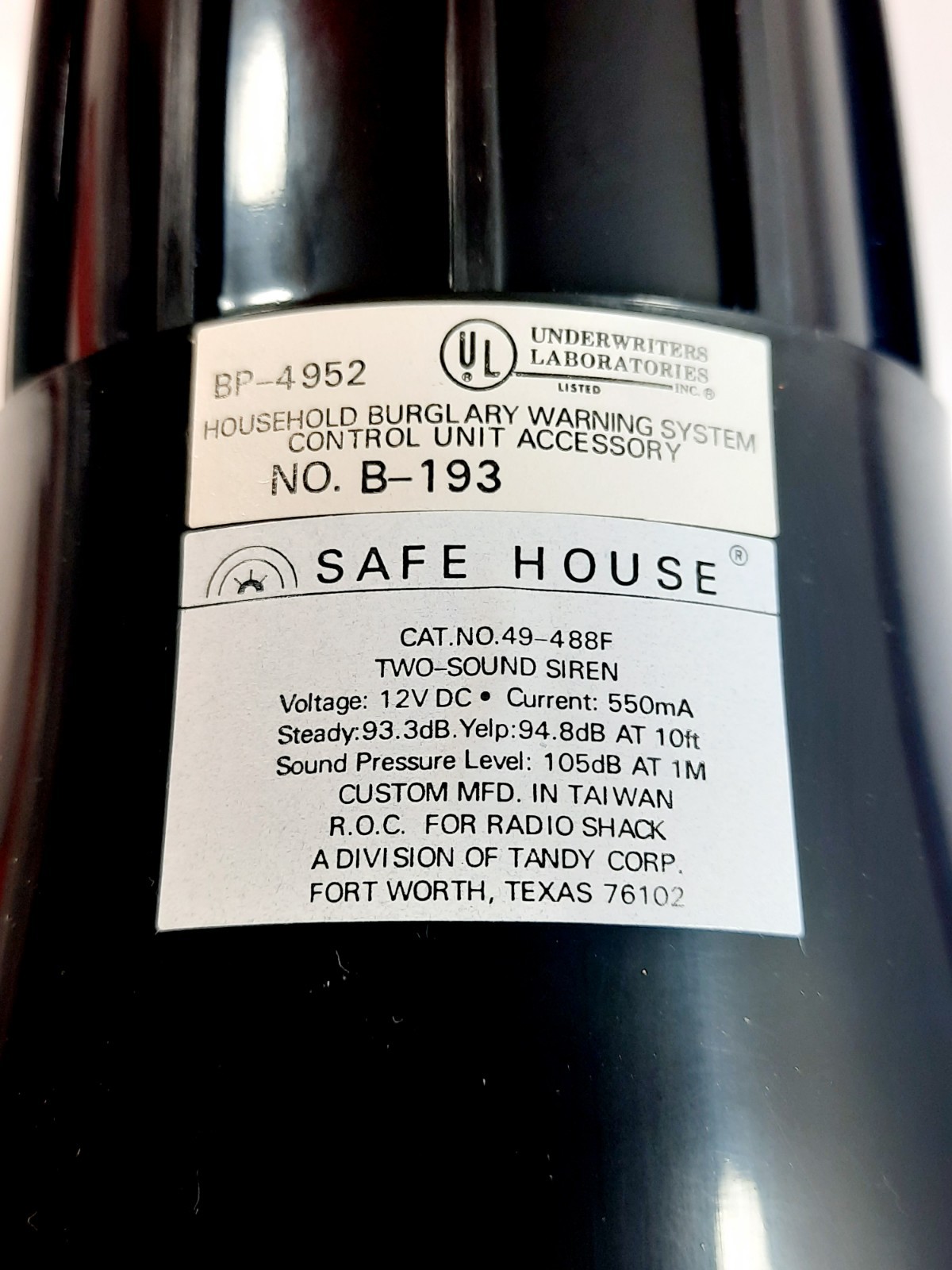 Vtg Safe House 2 Sound Electric Siren Indoor Outdoor Home Alarm System No B-193