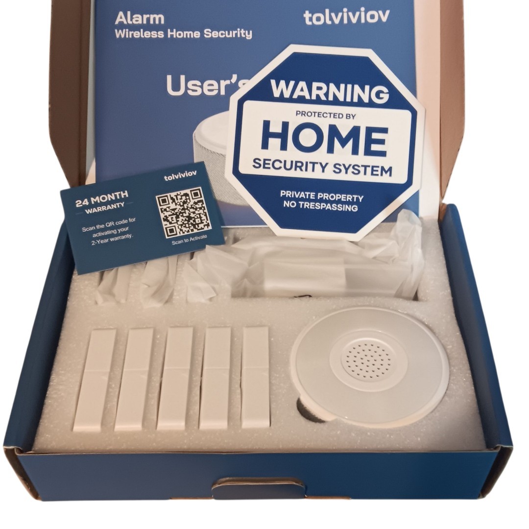 Tolviviov Alarm Wireless Home Security 8 Piece Set Connects With ALEXA