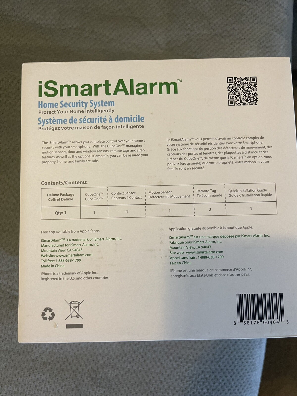 iSmartAlarm Home Security System Package