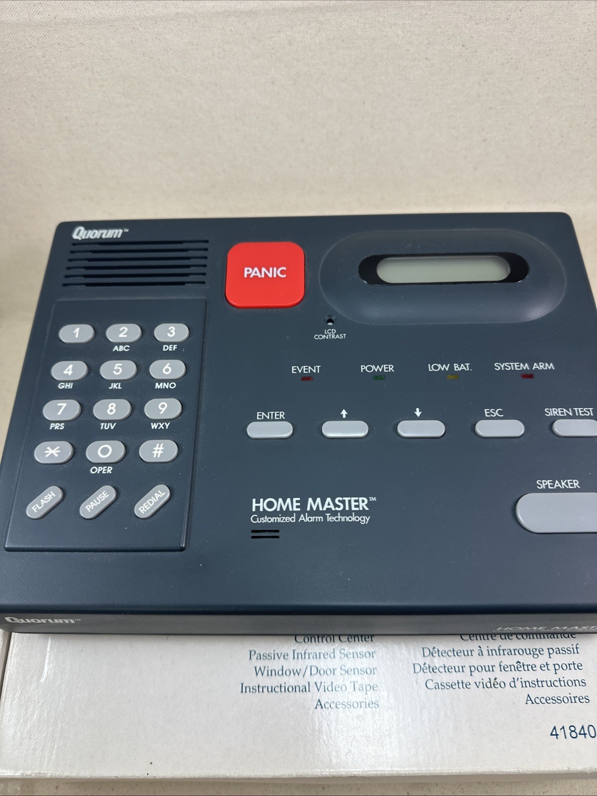 Quorum Home Master HM-100 Security System with remote , cassette , AC adapter