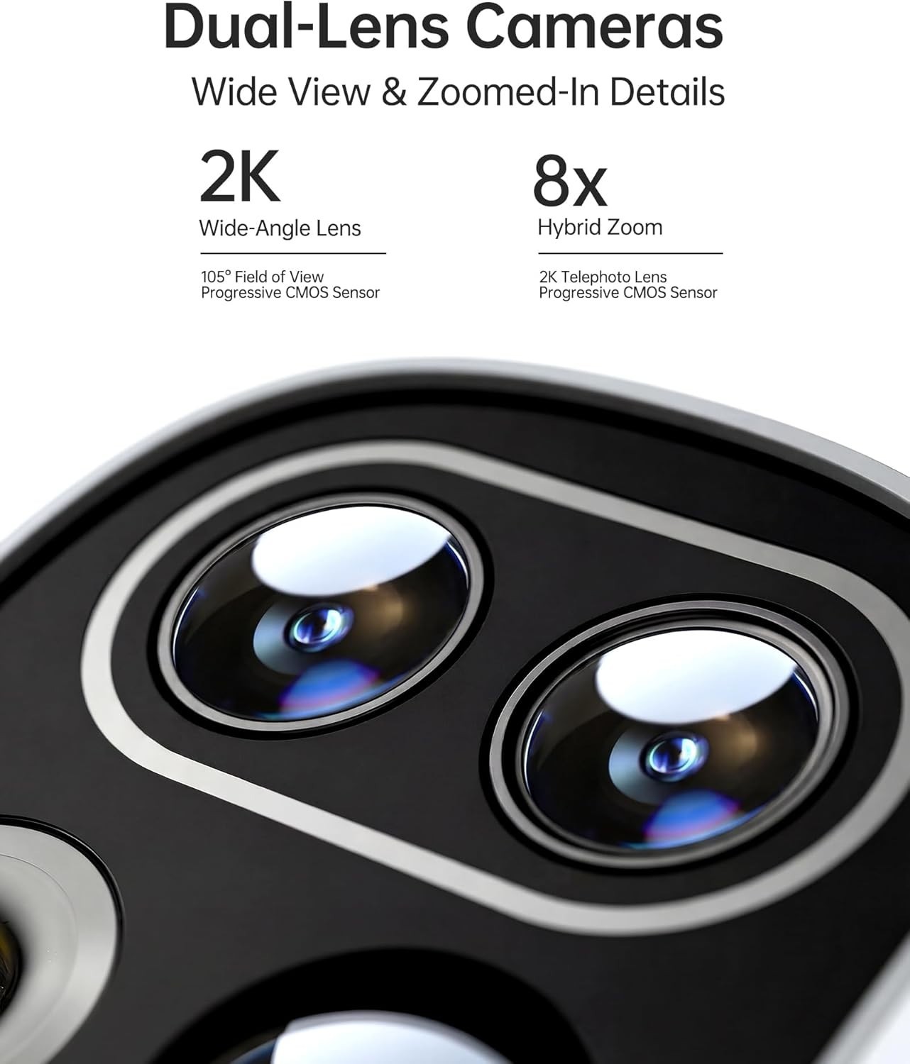 Solar Security Cameras Wireless Outdoor 4-Pack with NVR, Dual-Lens 4K (2K+2K) PT