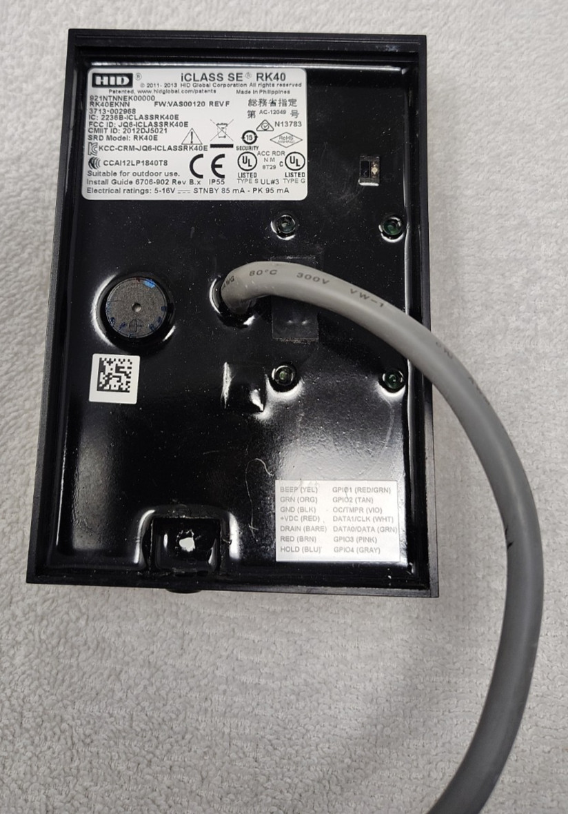 Schlage HID iCLASS SE Card Reader with Keypad Part/Model # RK40