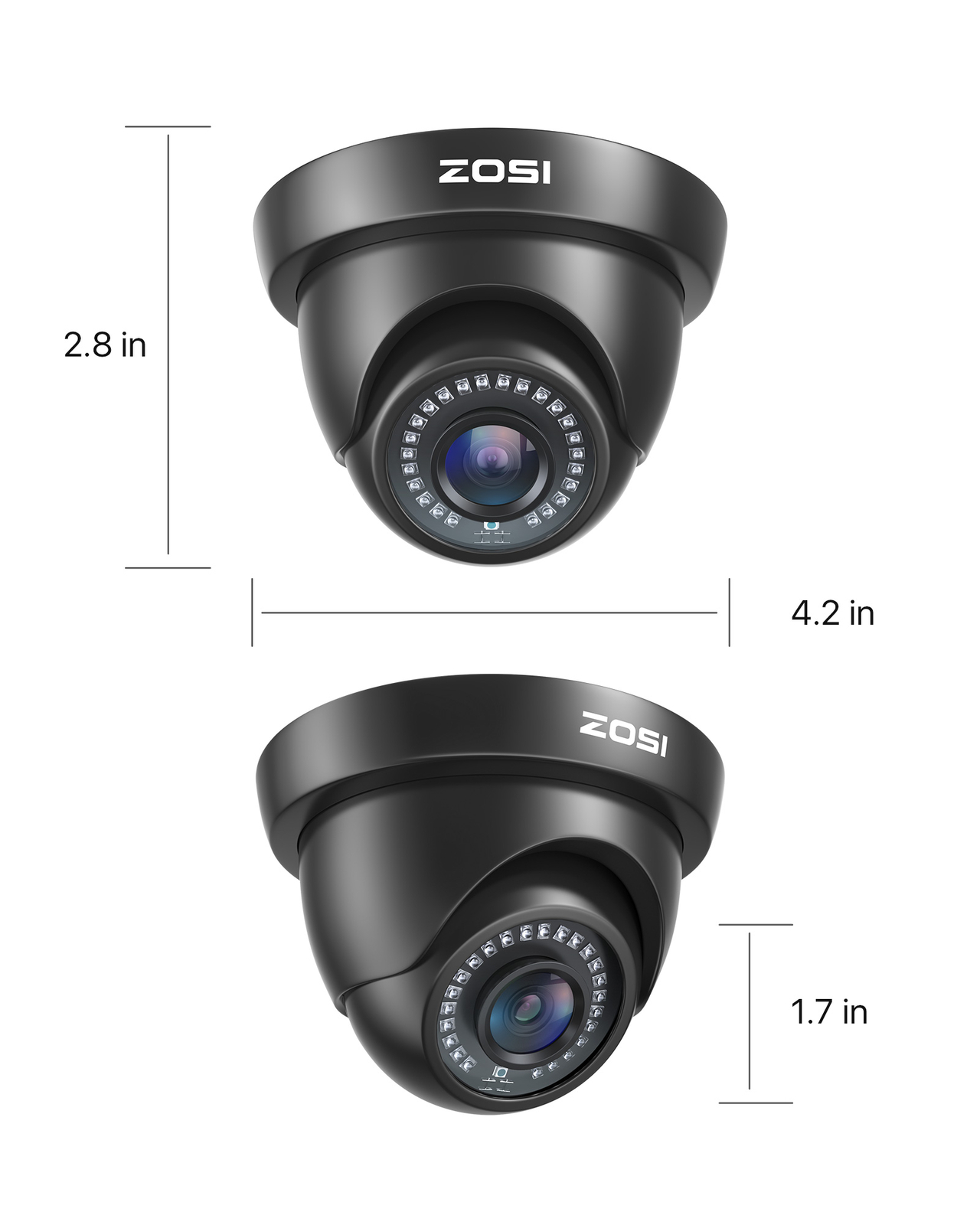 ZOSI 4PK 1080p TVI Security Cameras Outdoor Indoor CCTV Dome 80ft Night Vision