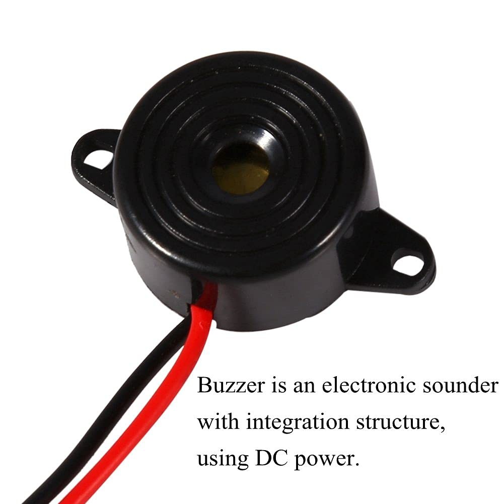 DC 3-24V Buzzer, 12V Piezo Electronic Alarm Buzzer Continuous Sound Beep, Cab…
