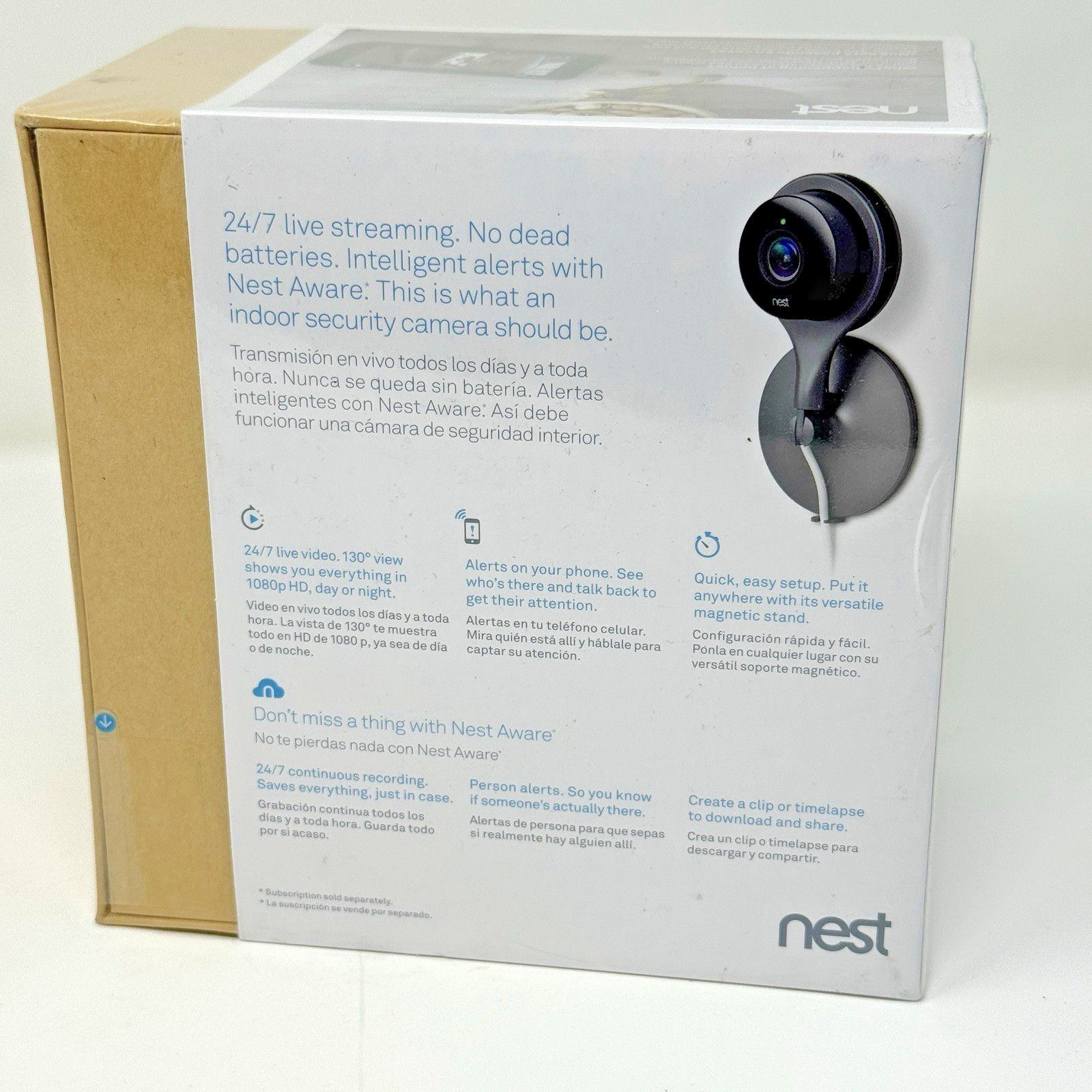 Google Nest NC1102ES Cam Indoor Security Camera 1st Gen – Black – New & Sealed