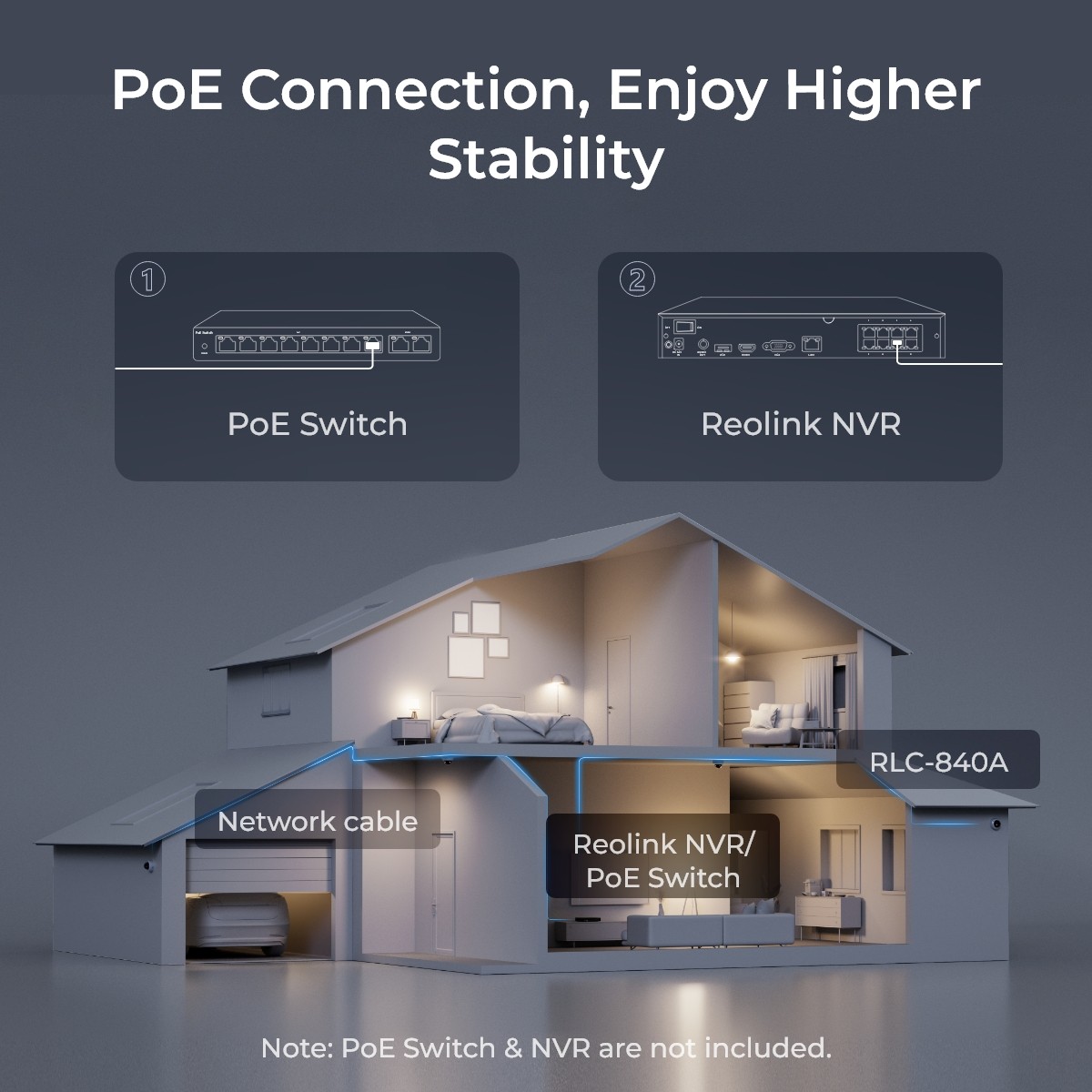Reolink 8MP PoE System 8CH 2TB HDD NVR Color Night IK10 Security Camera