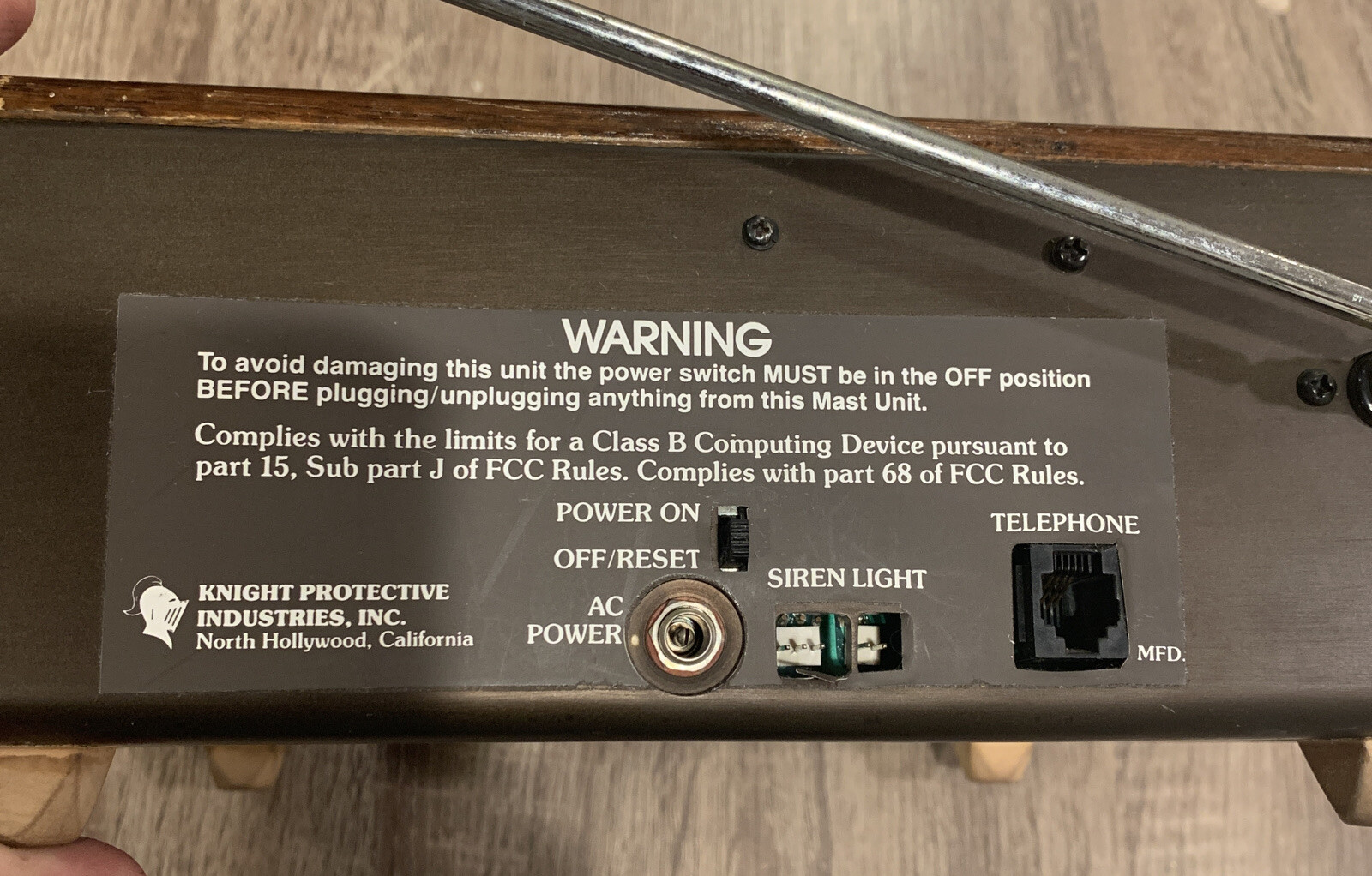 Vintage Security Control Panel – Knight Protective Industries Model 101, Burglar