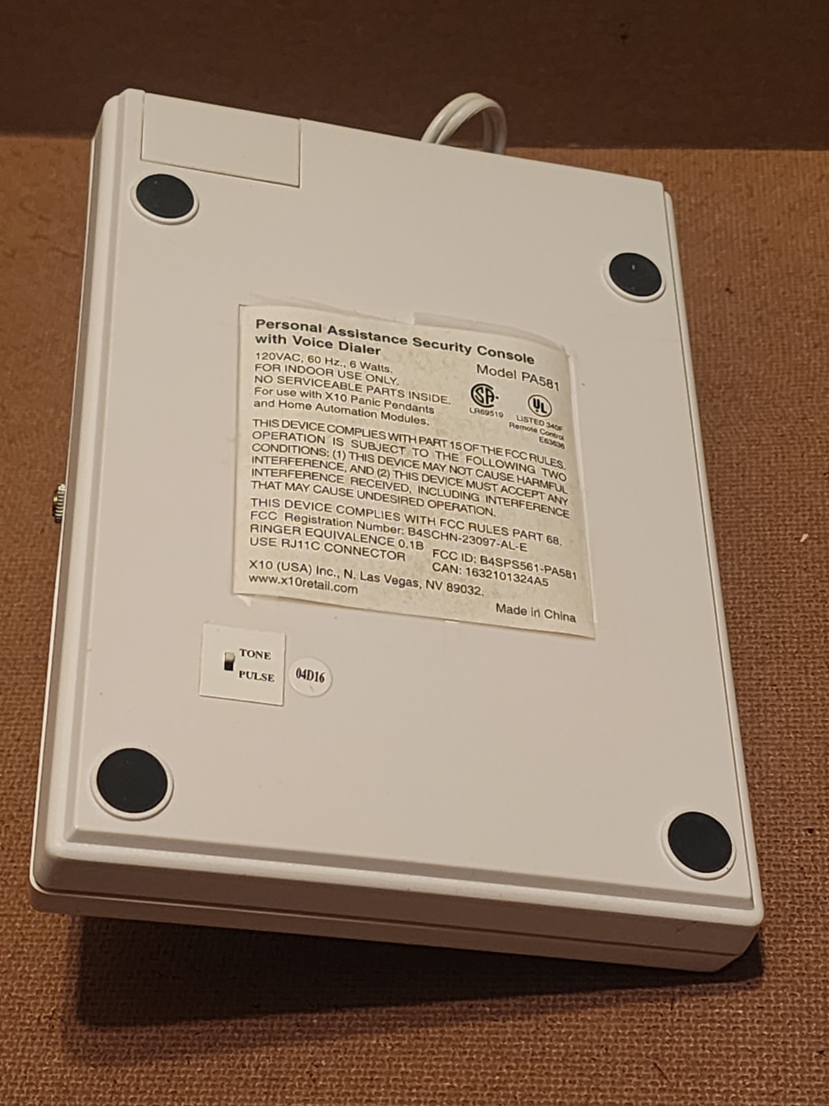 X10 POWERHOUSE PA5800 PERSONAL ASSISTANCE SECURITY SYSTEM PA581 PENDANT HP564