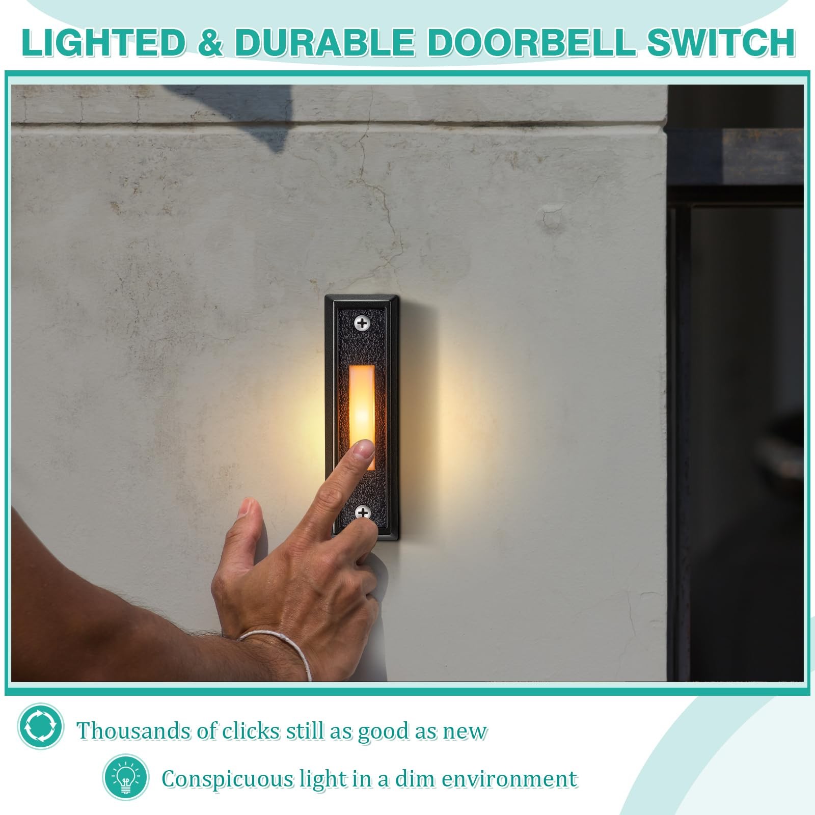 Saillong Wired Doorbell Chime with 2 Lighted Push Black, White, Yellow