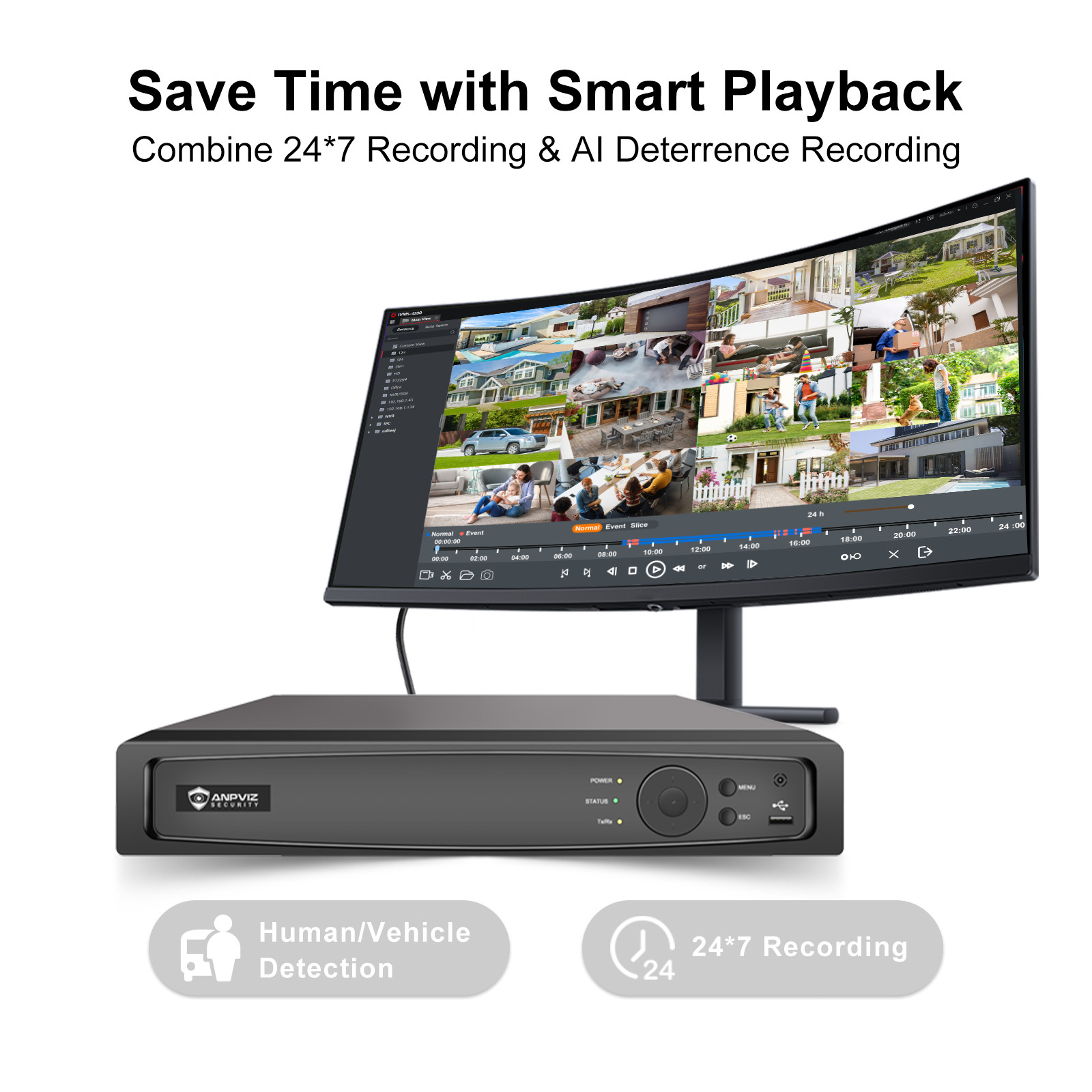 Anpviz 16CH 12MP 4K PoE NVR Security Camera System, AI Human/Vehicle Detection