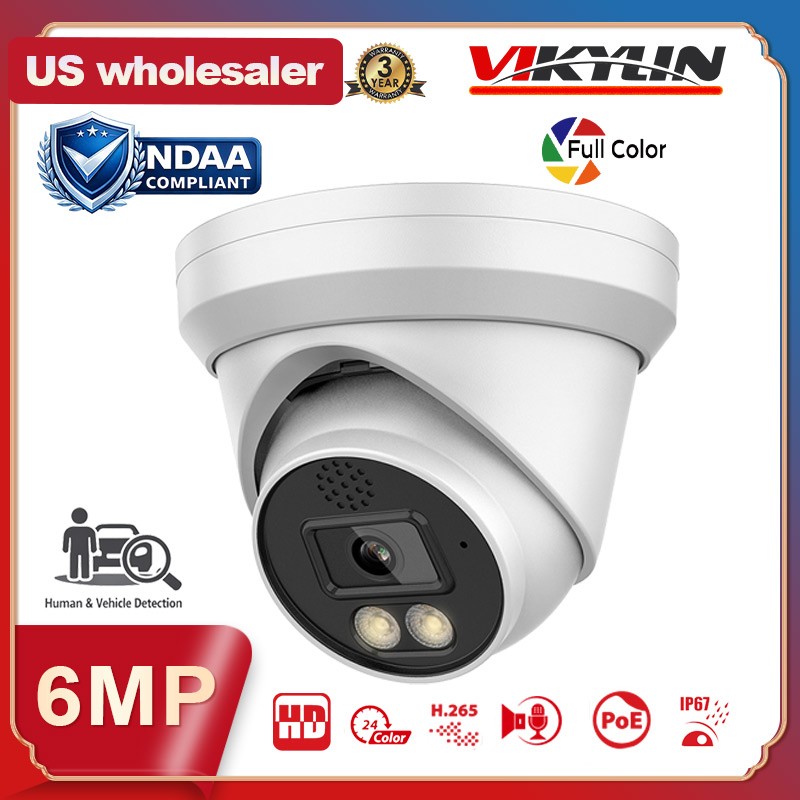 Vikylin 16CH 16 POE CCTV System 6MP Full Color IP Camera Outdoor 2-Way Audio Lot
