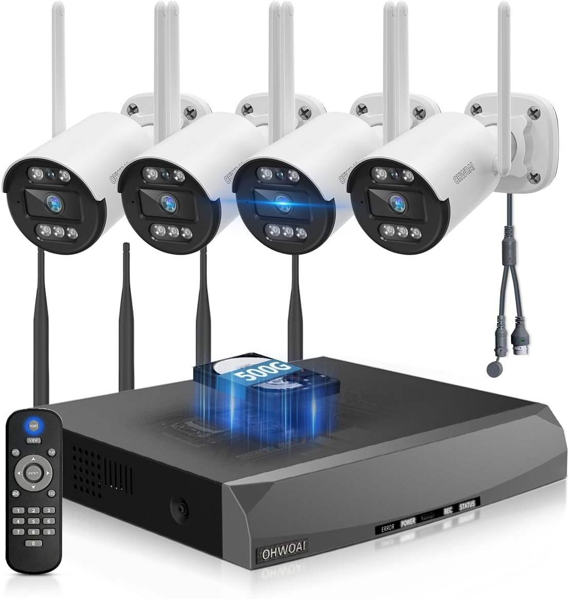 Comprehensive 4-Camera Wireless Security System with 500GB & Smart Detection