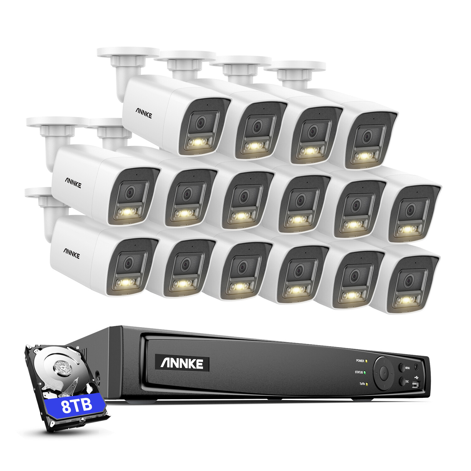 ANNKE 12MP 16CH NVR 4K PoE Security IP Camera System Audio Recording Color Night