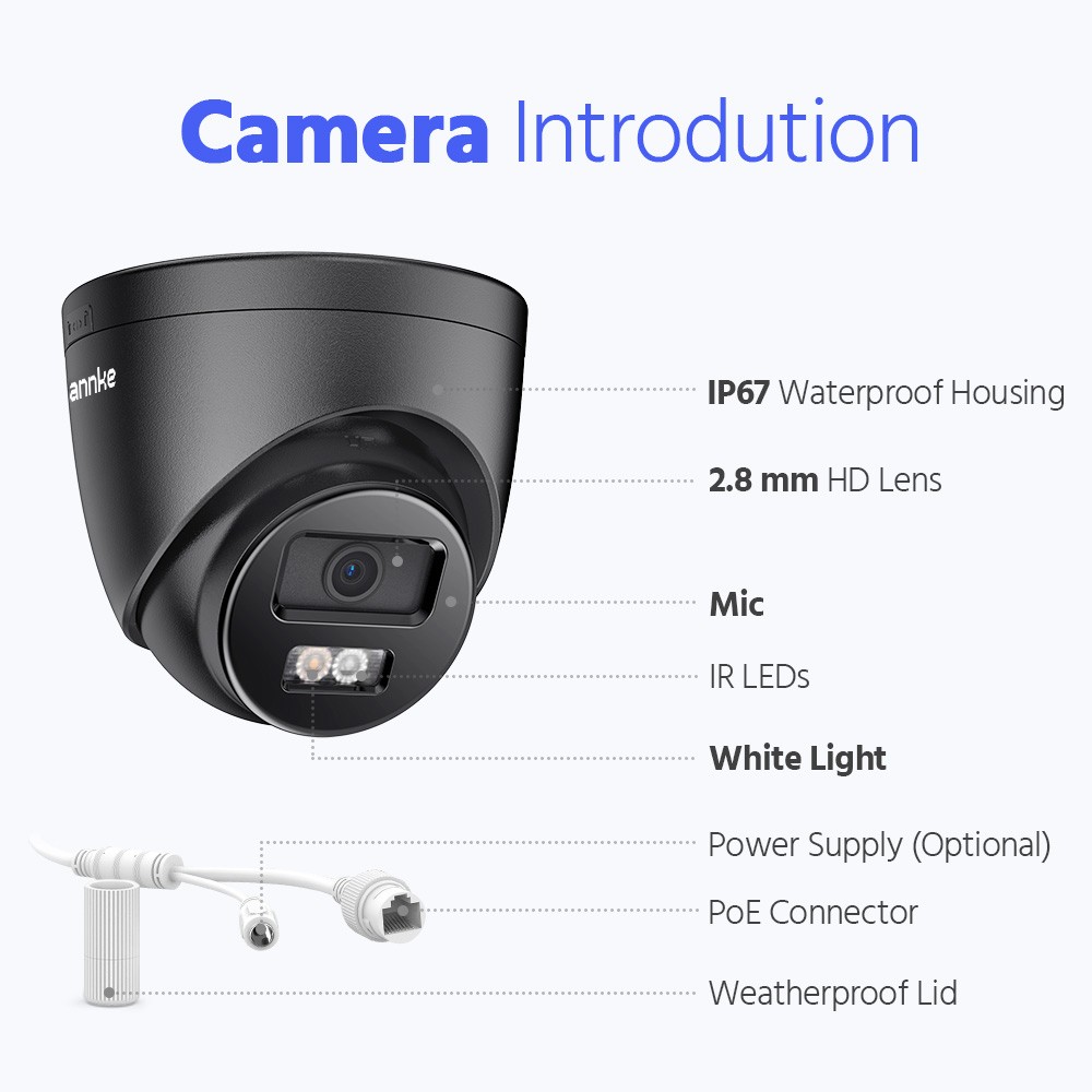 ANNKE 8CH 12MP NVR 3K Audio Recording POE Security Camera System Outdoor Color