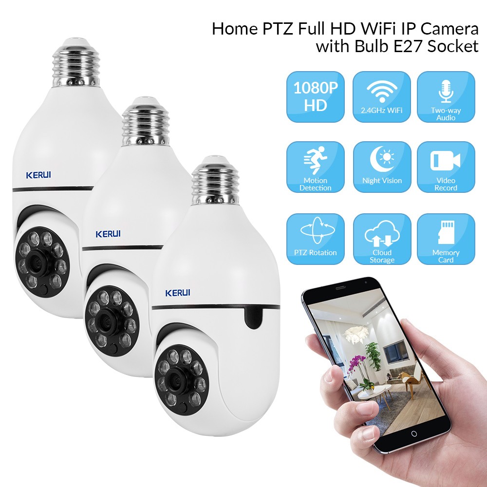 1080P WiFi E27 Light Bulb Camera 3PCS Smart Home Security Surveillance Cameras