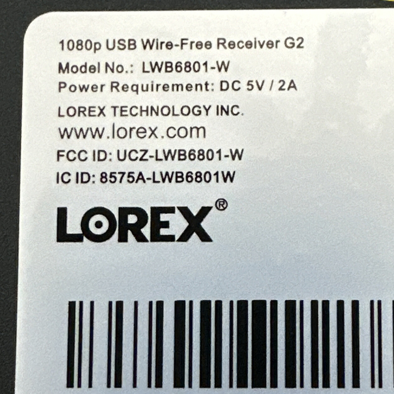Lorex LWB6801-W 6 Channel 1080P Wireless USB Receiver 2.4 GHz